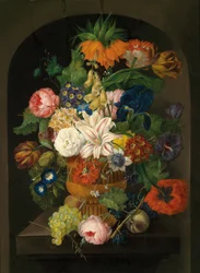 Blumenstillleben mit Trauben